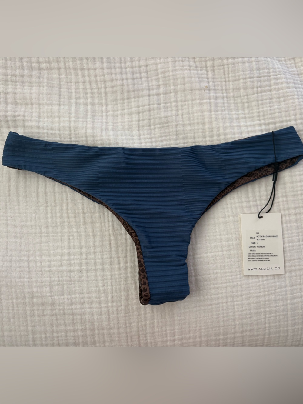acacia swimwear Harbor Blue Ho'okipa Ribbed Bikini Bottom